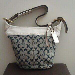 Coach Blue and White Shoulder Bag